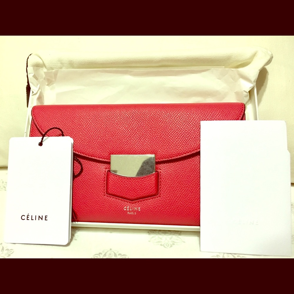 NWT Celine Lambskin Trotteur Large Flap Wallet